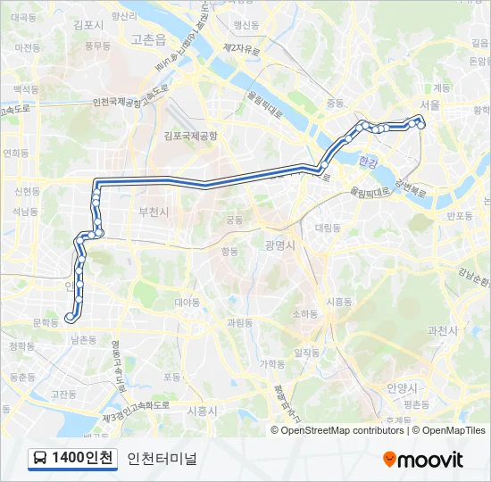 1400인천 Bus Line Map