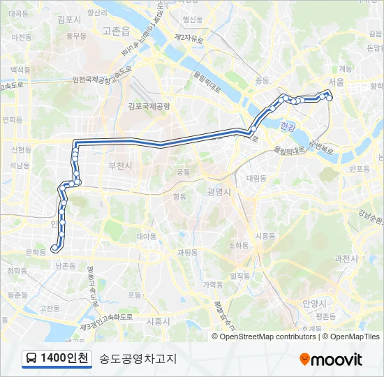 1400인천 Bus Line Map