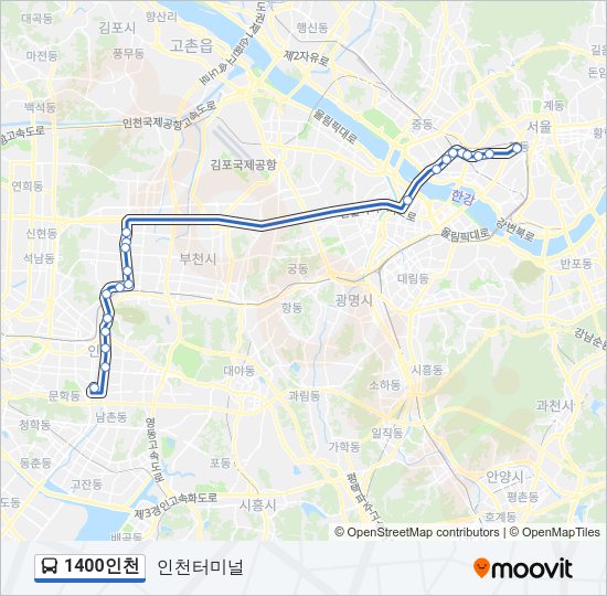 1400인천 버스 노선 지도