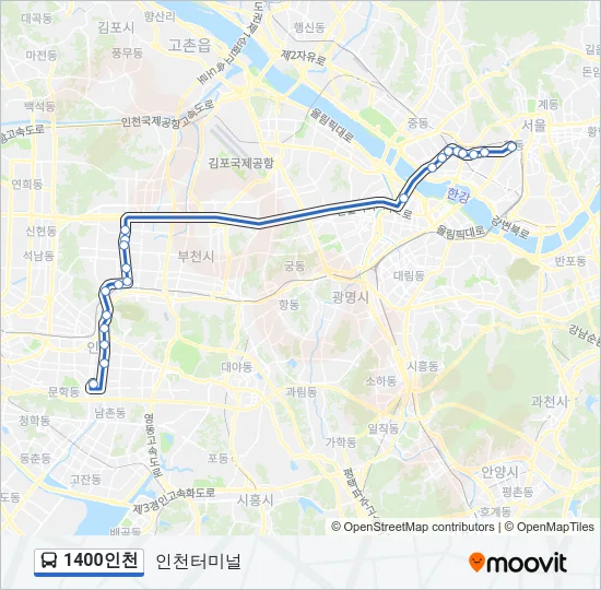 1400인천 버스 노선 지도