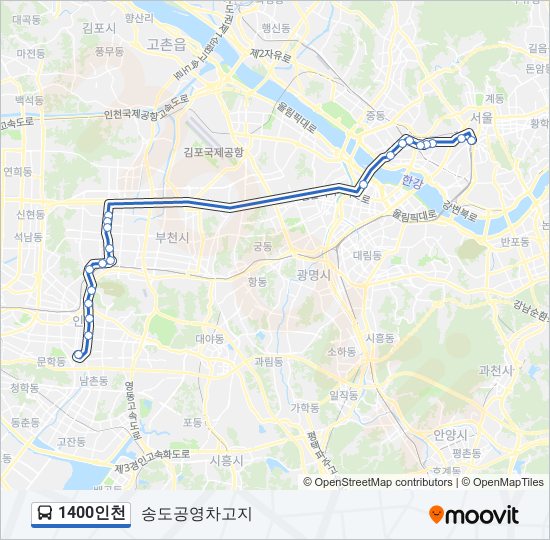 1400인천 버스 노선 지도