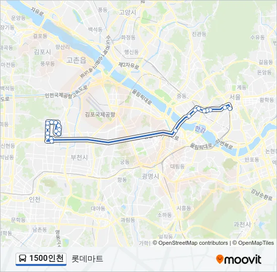 1500인천 Bus Line Map