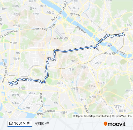 1601인천 버스 노선 지도