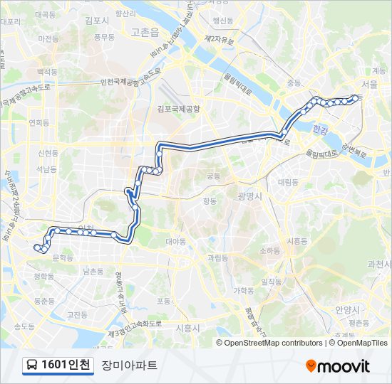 1601인천 버스 노선 지도