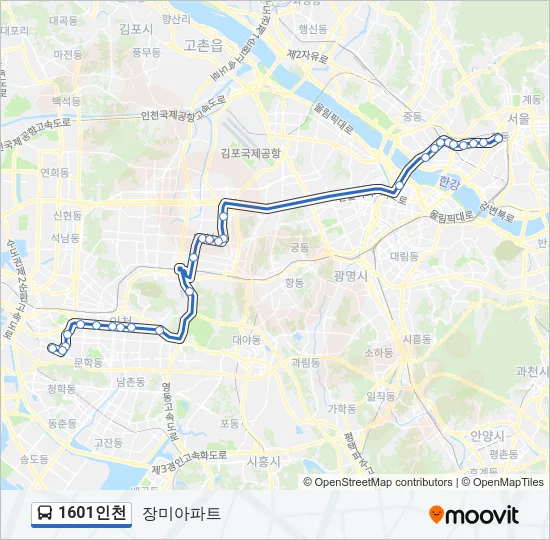 1601인천 버스 노선 지도