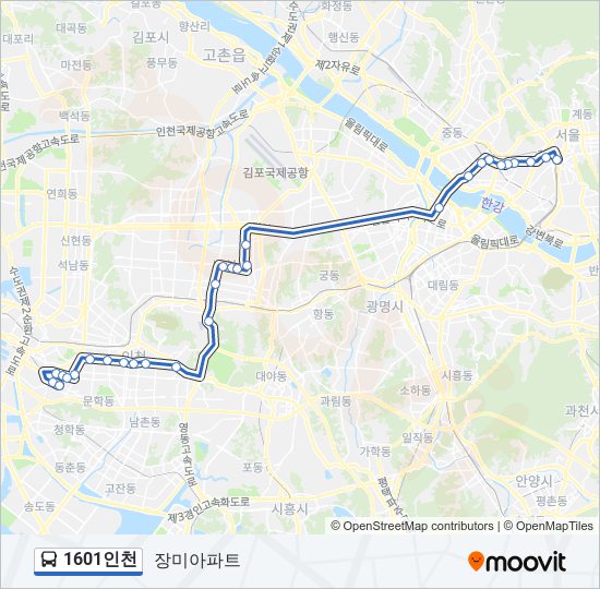 1601인천 버스 노선 지도