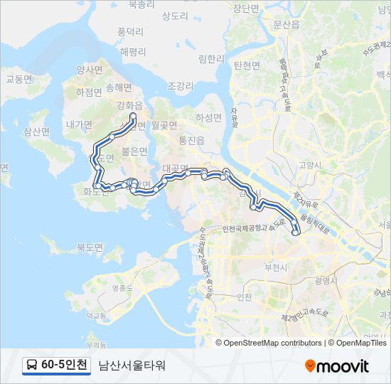 60-5인천 버스 노선 지도