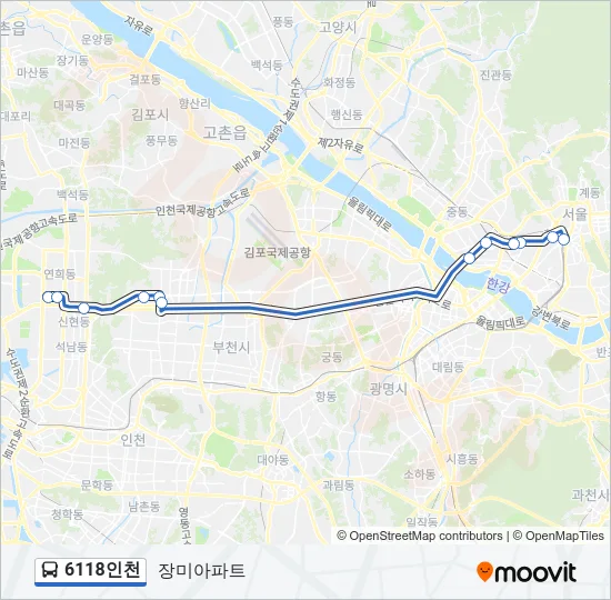 6118인천 Bus Line Map