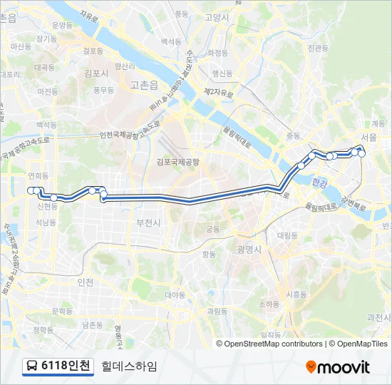 6118인천 버스 노선 지도
