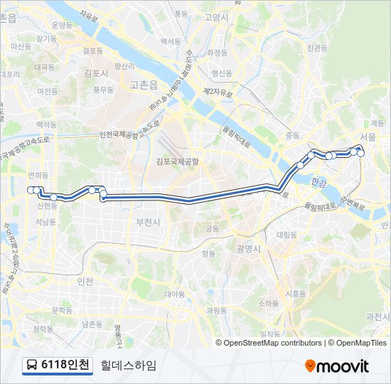 6118인천 버스 노선 지도