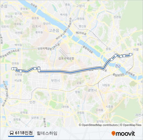 6118인천 버스 노선 지도