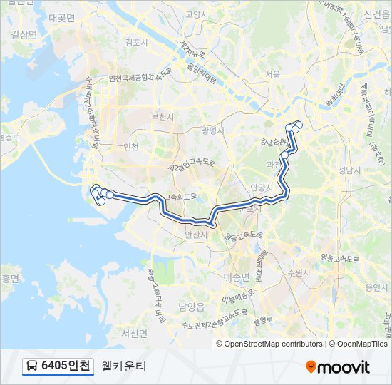 6405인천 버스 노선 지도
