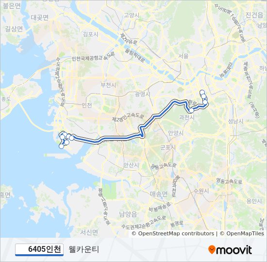 6405인천 bus Line Map