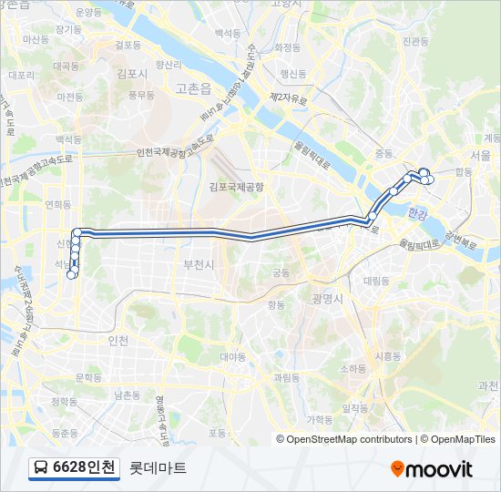 6628인천 버스 노선 지도