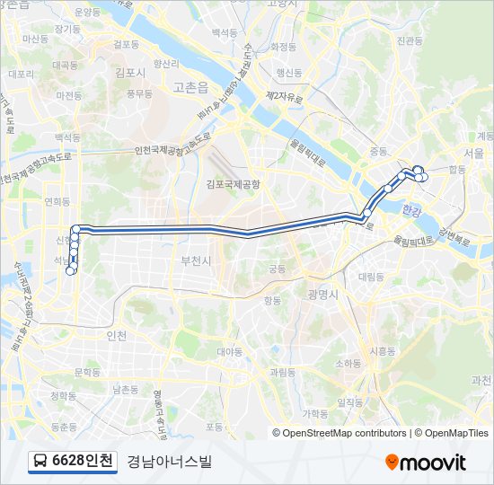 6628인천 bus Line Map