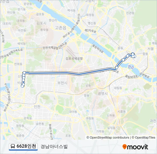6628인천 Bus Line Map