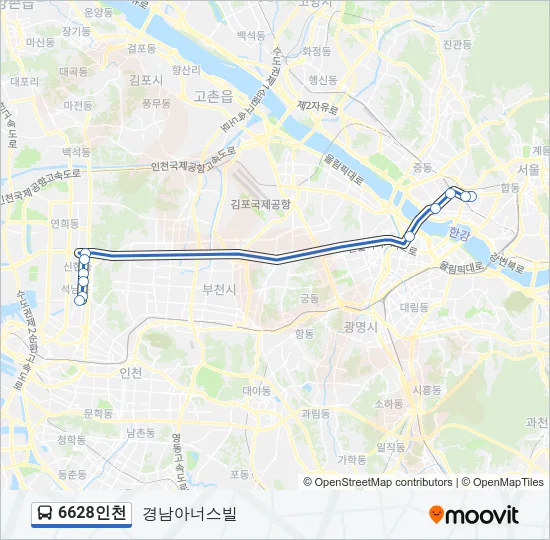6628인천 Bus Line Map