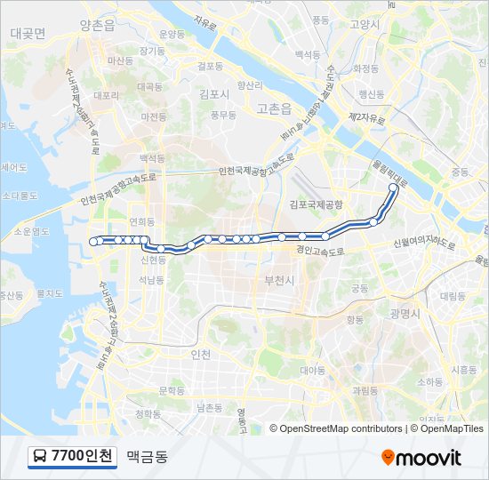 7700인천 버스 노선 지도