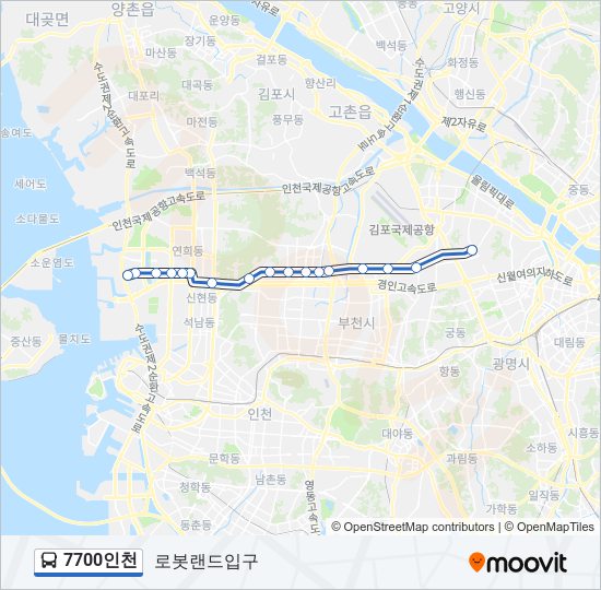 7700인천 버스 노선 지도