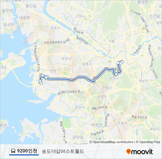 9200인천 버스 노선 지도