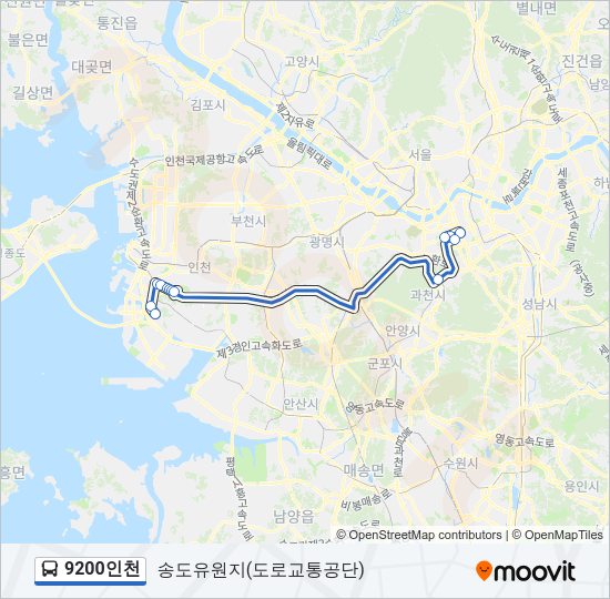 9200인천 버스 노선 지도