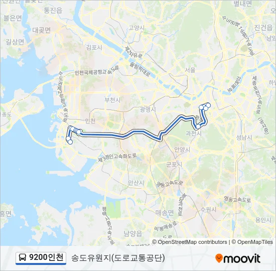 9200인천 버스 노선 지도