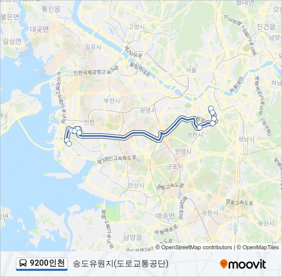 9200인천 버스 노선 지도
