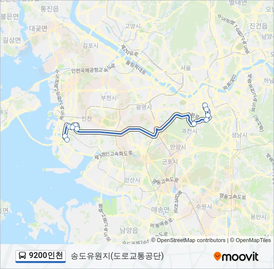 9200인천 버스 노선 지도
