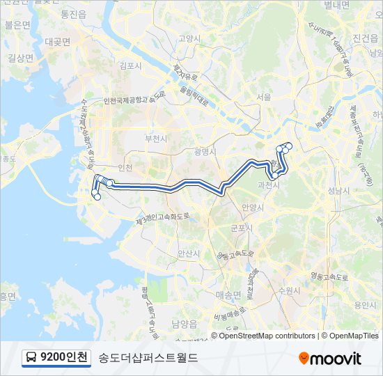 9200인천 bus Line Map