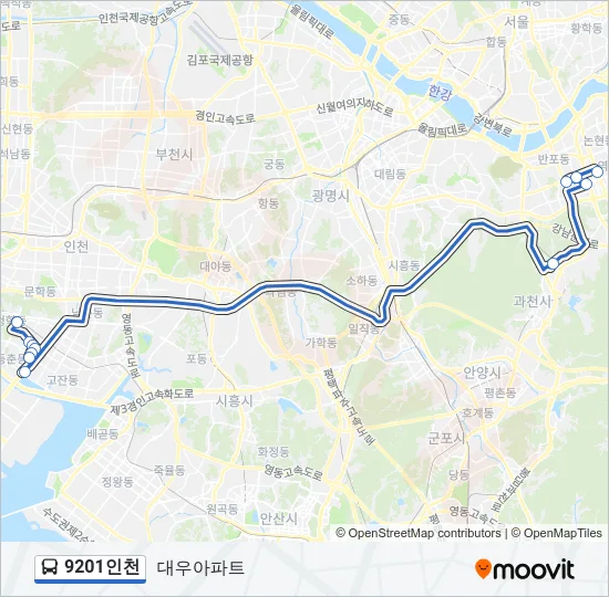 9201인천 Bus Line Map