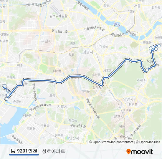 9201인천 Bus Line Map