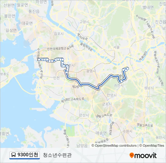 9300인천 버스 노선 지도