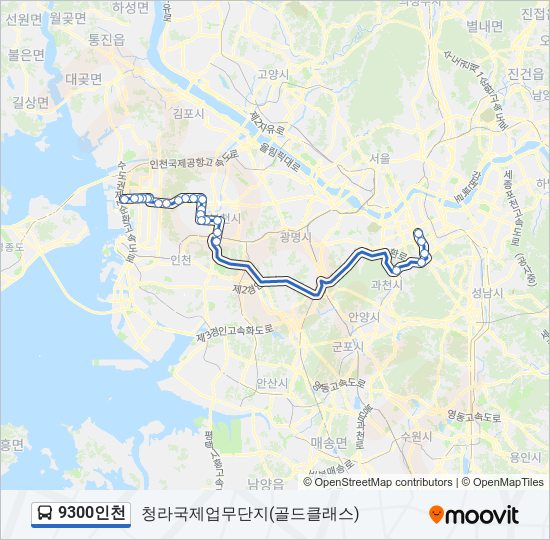 9300인천 버스 노선 지도