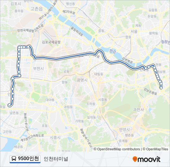 9500인천 버스 노선 지도