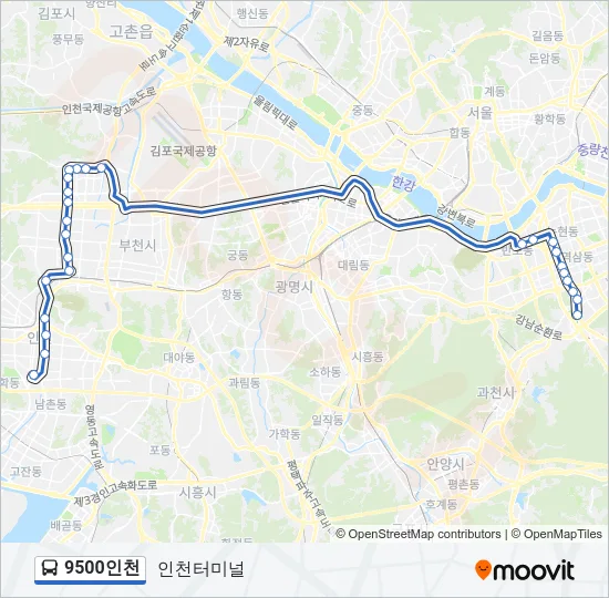 9500인천 Bus Line Map