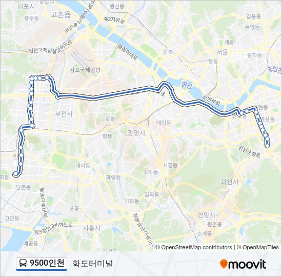 9500인천 bus Line Map
