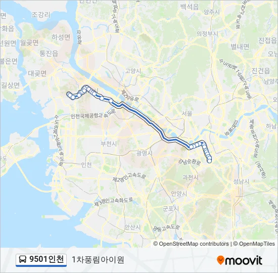 9501인천 버스 노선 지도