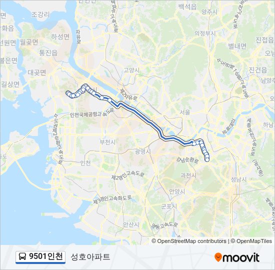 9501인천 bus Line Map
