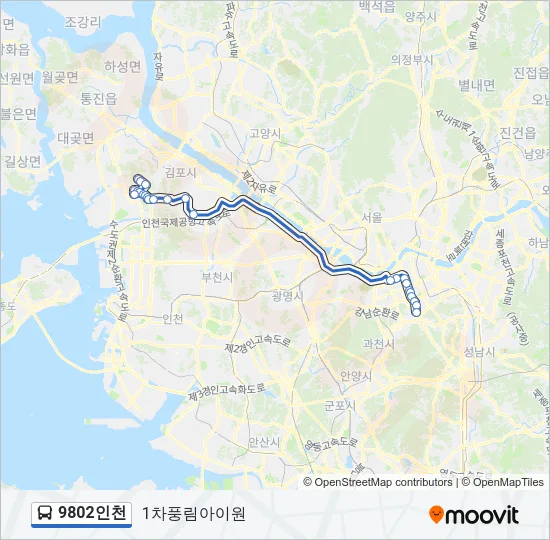 9802인천 버스 노선 지도