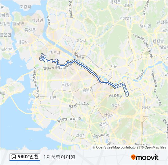 9802인천 버스 노선 지도