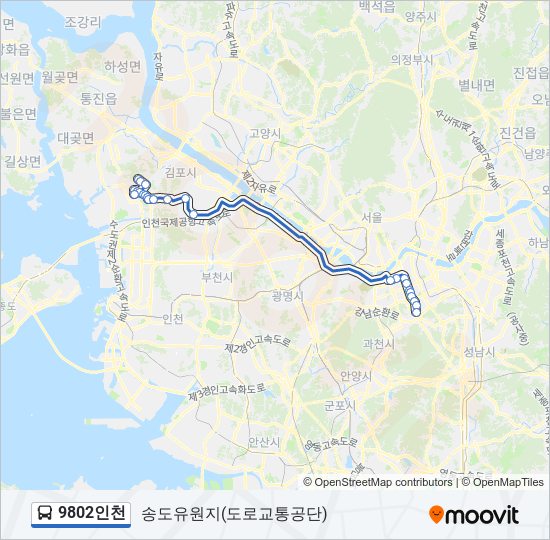 9802인천 버스 노선 지도
