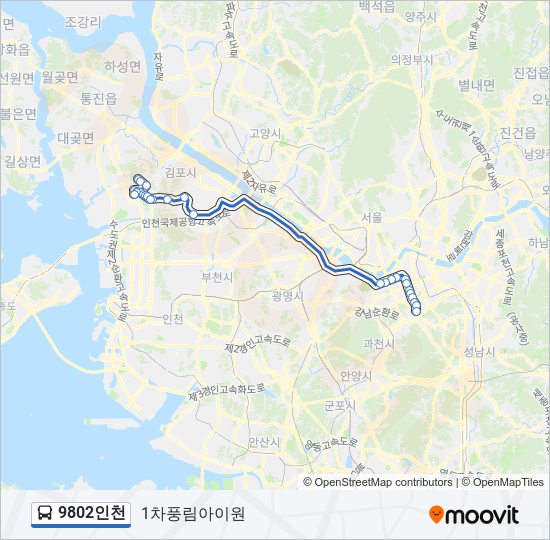 9802인천 bus Line Map