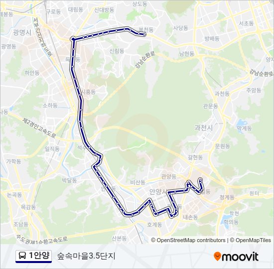 1안양 Bus Line Map