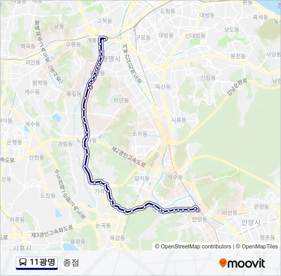 11광명 Bus Line Map
