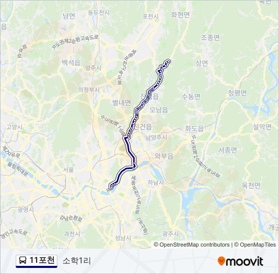 11포천 버스 노선 지도