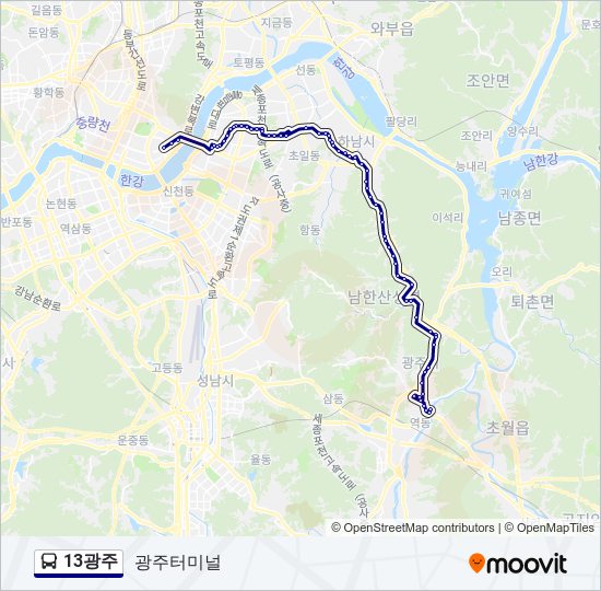 13광주 bus Line Map