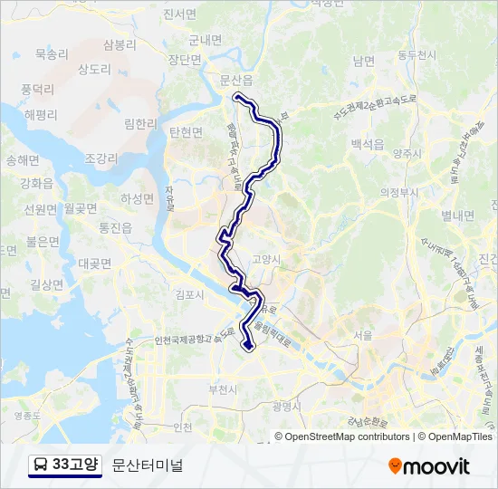 33고양 버스 노선 지도