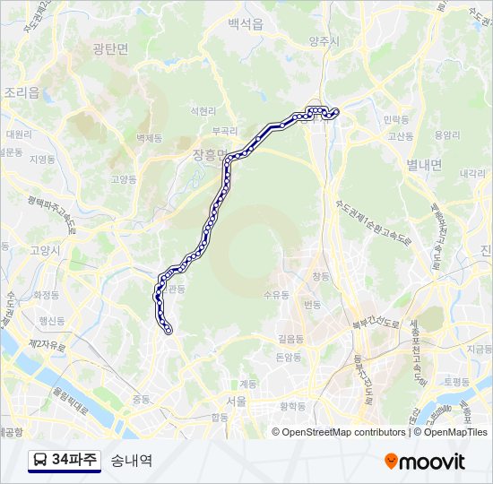 34파주 버스 노선 지도