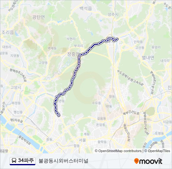 34파주 버스 노선 지도