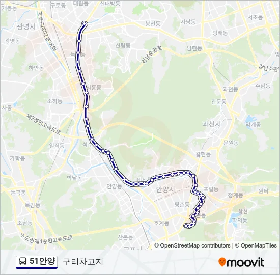 51안양 Bus Line Map